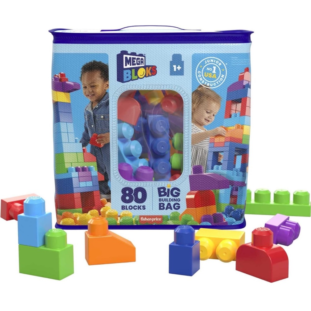 MEGA BLOKS 80-piece Building Blocks Toddler Toys with Storage Bagfor Toddlers